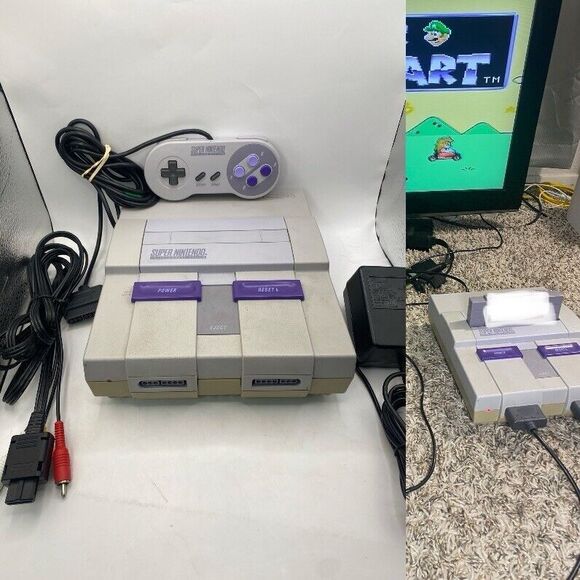 Super Nintendo SNES System Console + OEM Controllers Authentic Cord Tested Retro - Picture 1 of 5